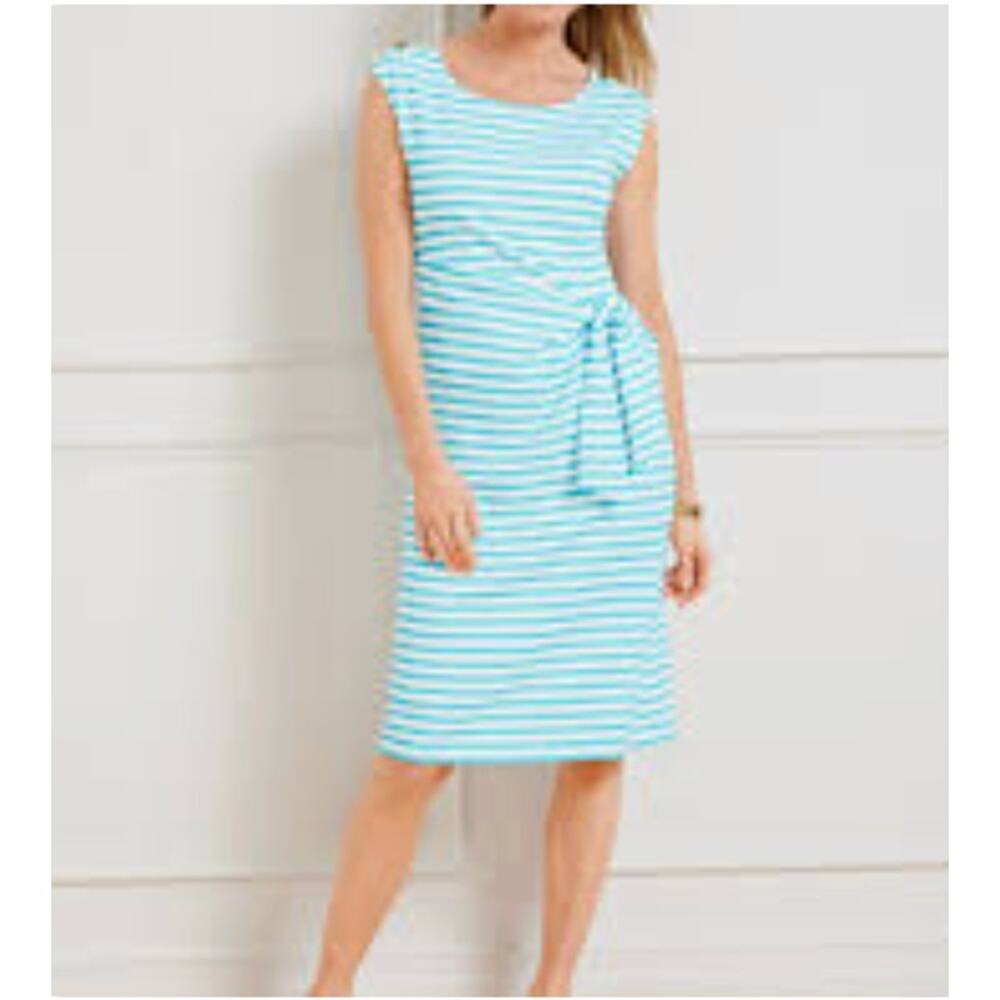 NWT Talbots Effortless Jersey Bella Dress Coastal Beachy Daylight Stripe 2XP